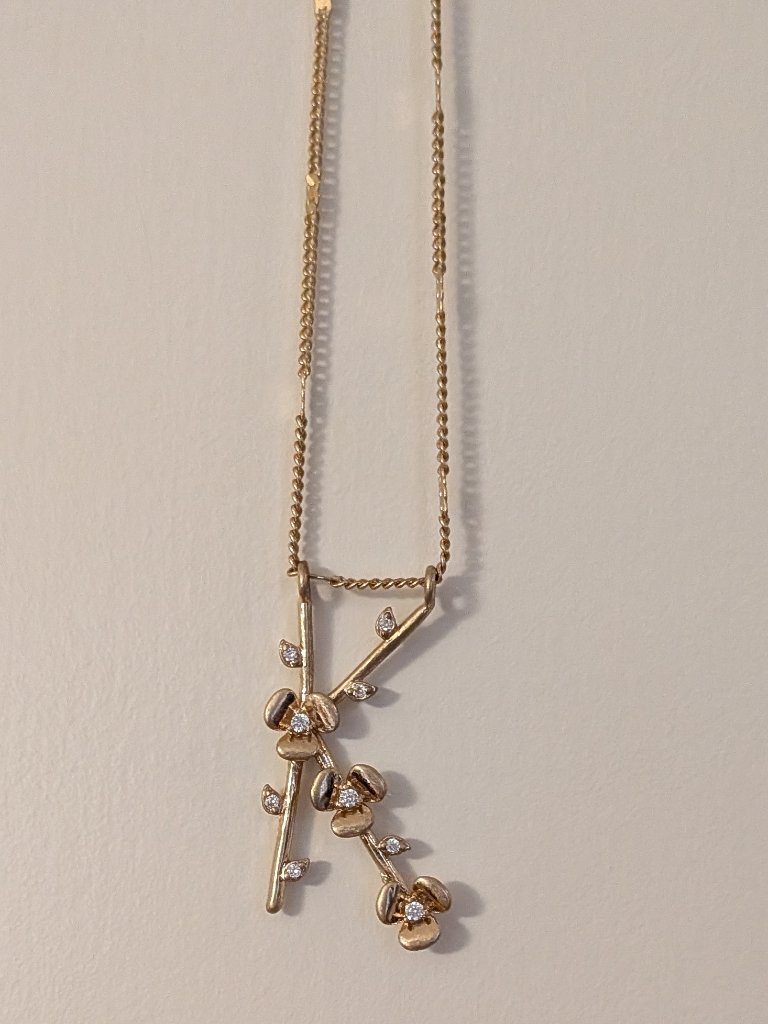 Anthropologie Floral Monogram Necklace Letter K